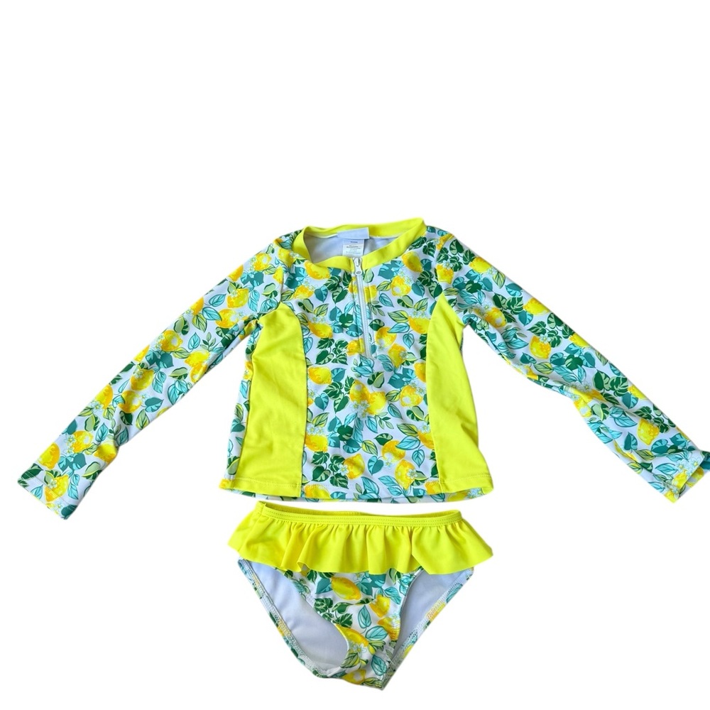 NICOLE MILLER Lemon Print Kids Swim Rashguard - Yellow and Green